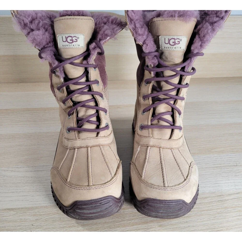 UGG Australia Adirondack II Purple/Tan Womens 9.5 Waterproof Tall Winter Boots